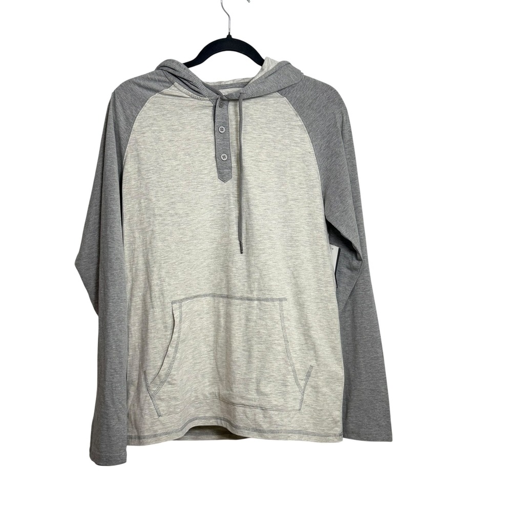Flag & Anthem MadeFlex Mens Henley Hoodie Grey Raglan Stretch M-COREKT1311 Small